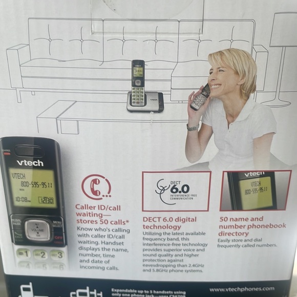 VTech 2 Handset Cordless Phone System with caller ID and call waiting. - Picture 2 of 4